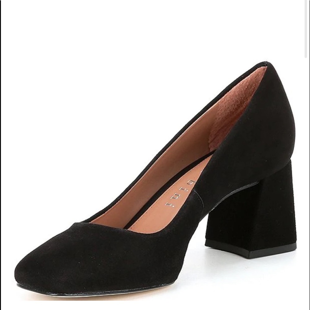 Gianni Bini Catallo Suede Square Toe Low Block Heel Pumps